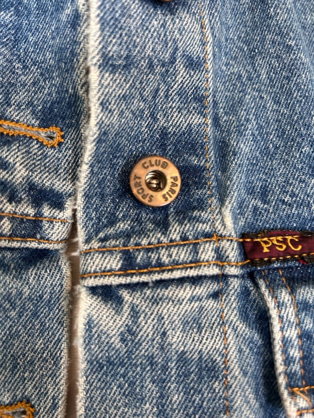 Vintage Paris Sports Club Denim Jacket Cropped 90s Women’s Size Small - Picture 6 of 10